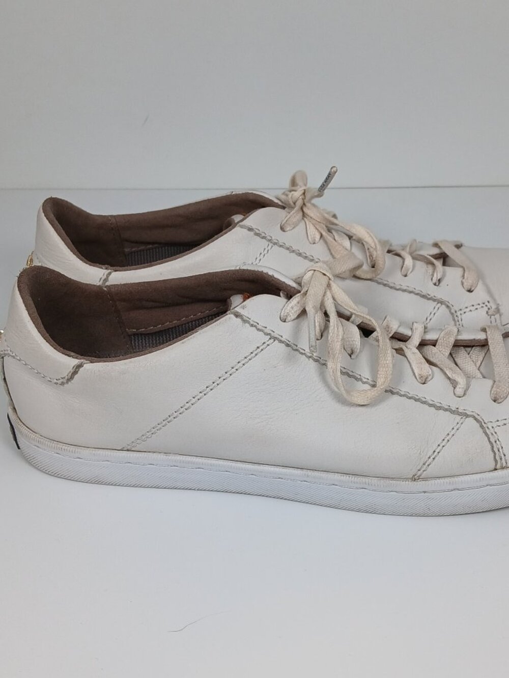 Cole Haan Grand Crosscourt White Leather Sneakers Gold Hardware 7.5B - Picture 3 of 14